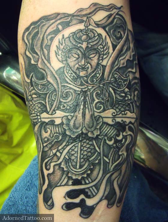 Black and grey Oriental warrior tattoo black and grey Oriental warrior 