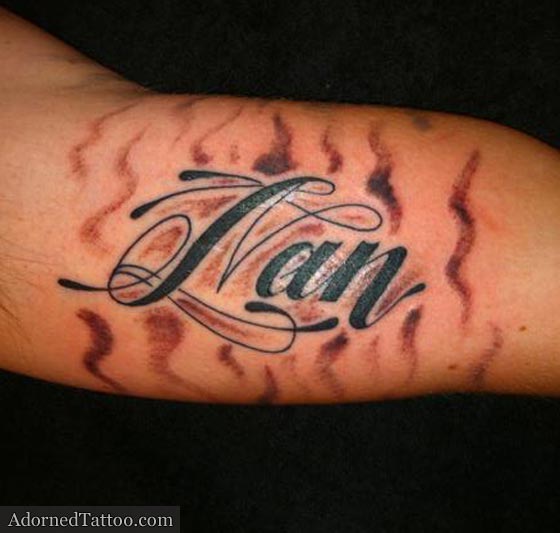 Script Inner Arm Name Tattoo | Adorned Tattoo