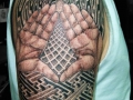 geometric pattern and hands tattoo by Alex