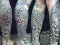 geometric mandala leg tattoo by Alex