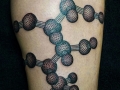 molecules leg tattoo by Alex