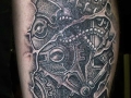 biomechanical leg tattoo by Alex