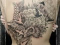 abstract geometric back tattoo by Alex