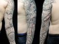 geometric dotwork sleeve tattoo by Alex